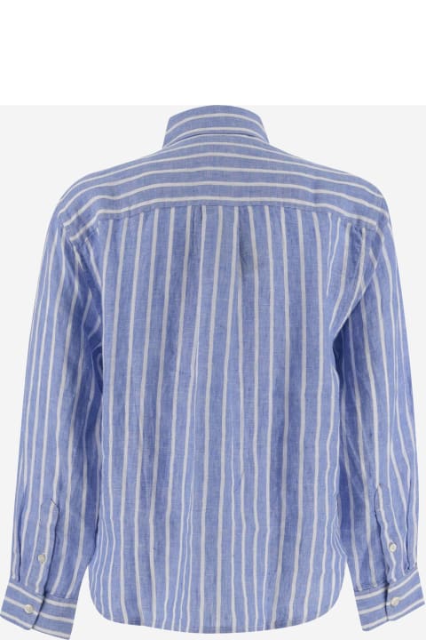 Polo Ralph Lauren Shirts for Boys Polo Ralph Lauren Striped Linen Shirt With Logo