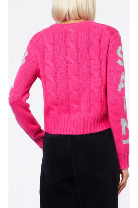 Homeware MC2 Saint Barth Woman Crewneck Braided Sweater With Saint Barth Lurex Jacquard