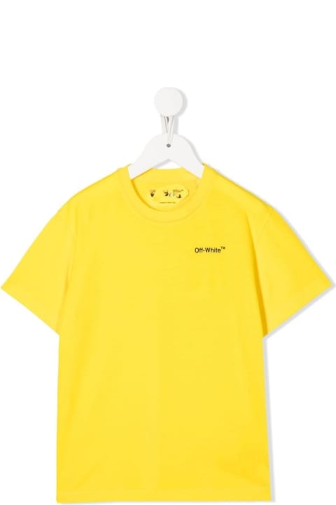 T-shirt Stampa Monster Arrow In Cotone Giallo Bambino Off White Kids