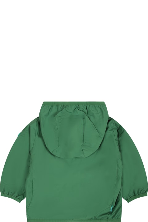 Topwear for Baby Girls Save the Duck Green Coco Windbreaker For Kids With Logo