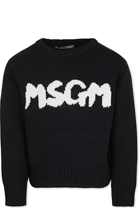 MSGM for Kids MSGM Black Sweater For Kids With Logo