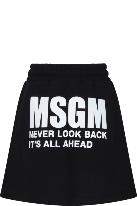 MSGM Bottoms for Girls MSGM Black Skirt For Girl With Logo And Writing