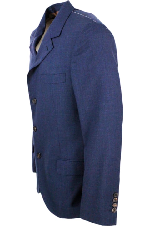 Brunello Cucinelli for Men Brunello Cucinelli 3-button Unlined Jacket In Cool Wool Canvas