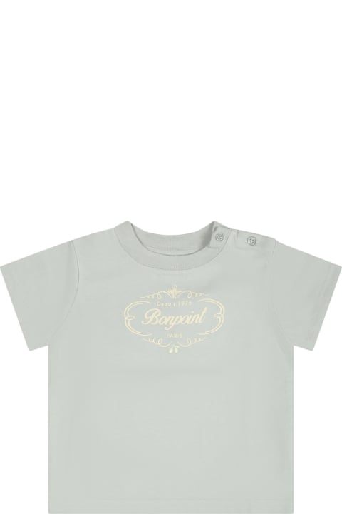 Bonpoint Topwear for Baby Boys Bonpoint Green T-shirt For Baby Kids With Logo