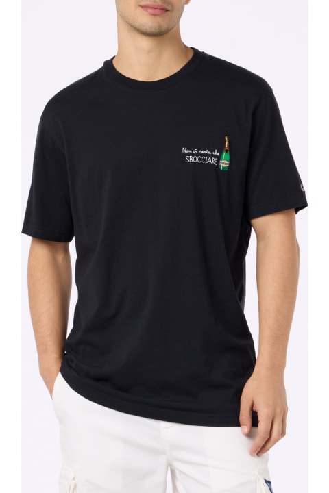 أدوات منزلية MC2 Saint Barth Man Classic Fit Cotton Jersey T-shirt Portofino With Non Ci Resta Che Sbocciare Embroidery