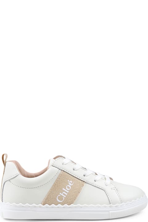 Chloé Shoes for Girls Chloé Ivory Sneakers For Girl With Logo