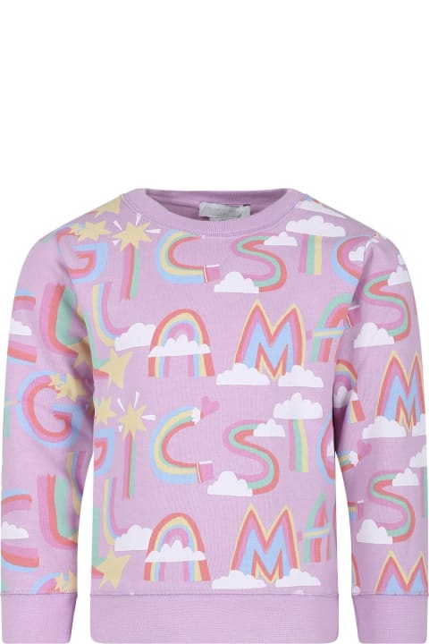 Stella McCartney Kids Sweaters & Sweatshirts for Girls Stella McCartney Kids Purple Sweatshirt For Girl With Rainbow Logo