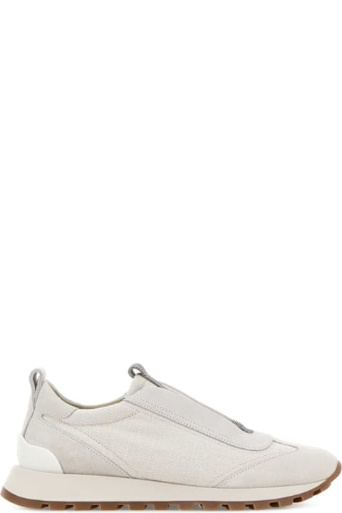 Brunello Cucinelli Light Grey Fabric Slip Ons