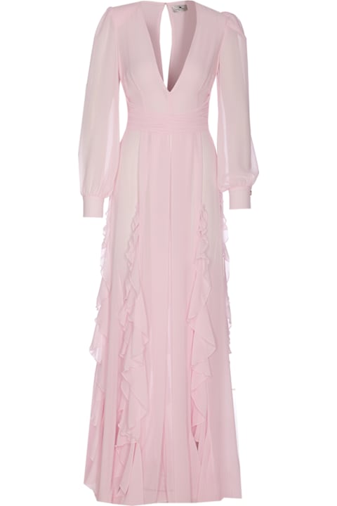 Elisabetta Franchi for Women Elisabetta Franchi Red Carpet Dress In Georgette With Ruches