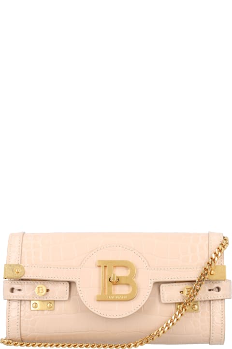 Balmain Clutches for Women Balmain B-buzz 23 Croc-embossed Leather Clutch