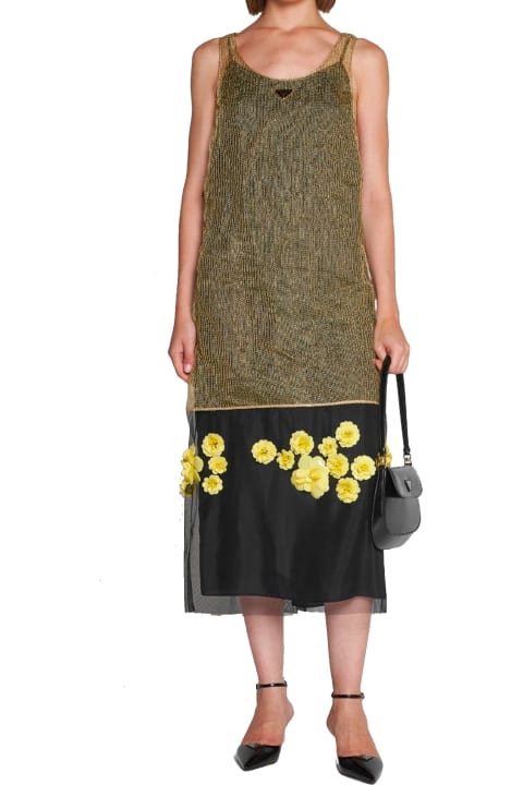 Prada for Women Prada 3d Flowers Lurex Knitted Dress