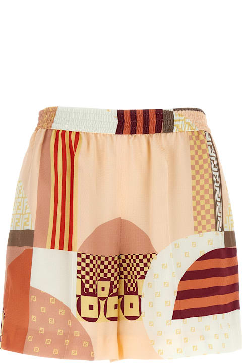 Pants & Shorts for Women Fendi Patchwork Silk Shorts