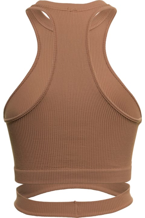 Andrea Adamo Woman Cropped Brown Ribbed Top
