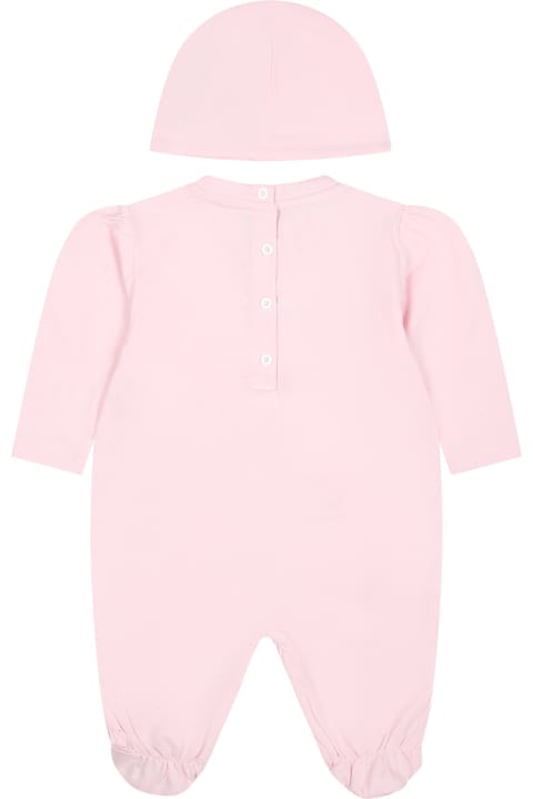 Fashion for Baby Girls Balmain Pink Babygrown For Baby Girl With Logo