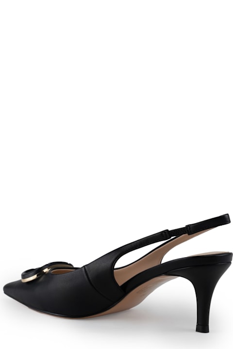 Homeware TwinSet Leather Sling Back Pumps With Oval-t Logo
