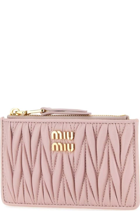 Wallets for Women Miu Miu Pastel Pink Leather Card Holder