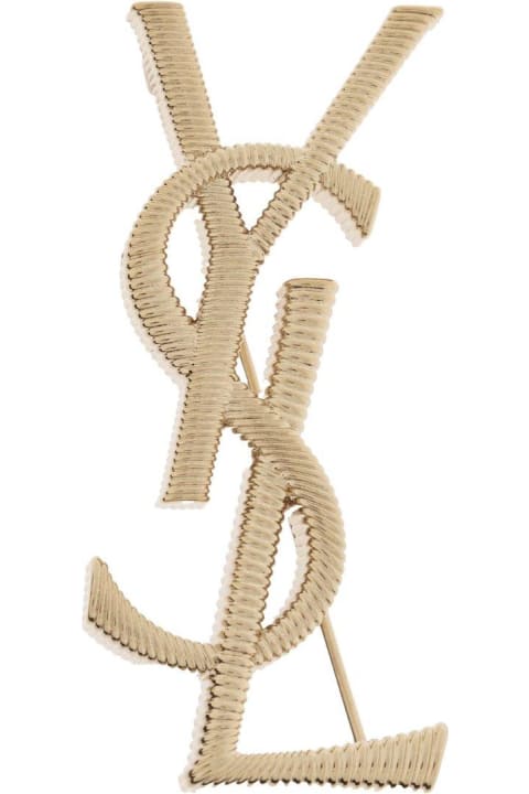 Saint Laurent Brooches for Women Saint Laurent Cassandre Logo Engraved Brooch