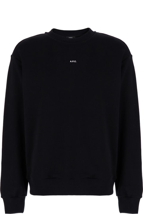 Fleeces & Tracksuits for Men A.P.C. Black Crewneck Sweatshirt With Micro Logo In Jersey Man