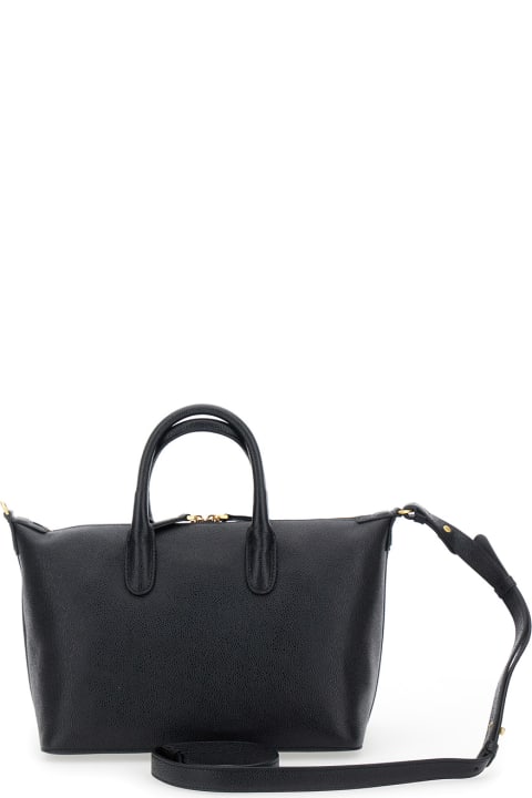 Thom Browne Totes for Women Thom Browne Small Soft Duffle W/ Shoulder Strap In Pebble Grain Leather