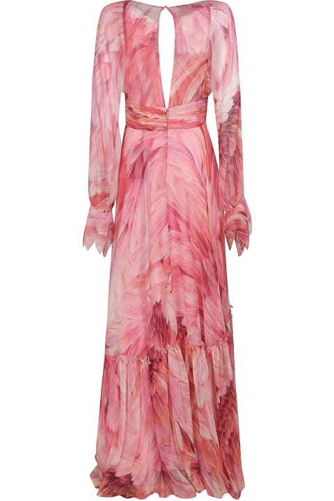 Roberto Cavalli for Women Roberto Cavalli Long Plumage Print Dress