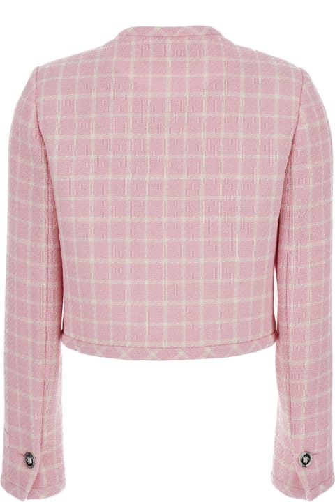 Versace for Women Versace Pink Checked Tweed Jacket With Medusa Head Buttons In Wool Blend Woman