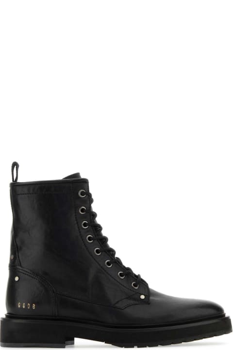 Fashion for Women Golden Goose Black Leather Combat Ankle Boots