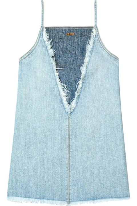 Off-White for Women Off-White Frayed Denim Mini Dress