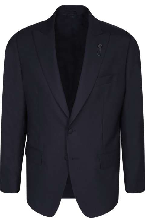 Suits for Men Lardini Stretch Fabric 3 Pieces Blue Suit