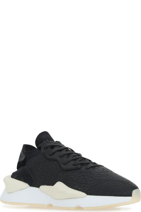 Y-3 for Men Y-3 Black Leather And Fabric Y-3 Kaiwa Sneakers