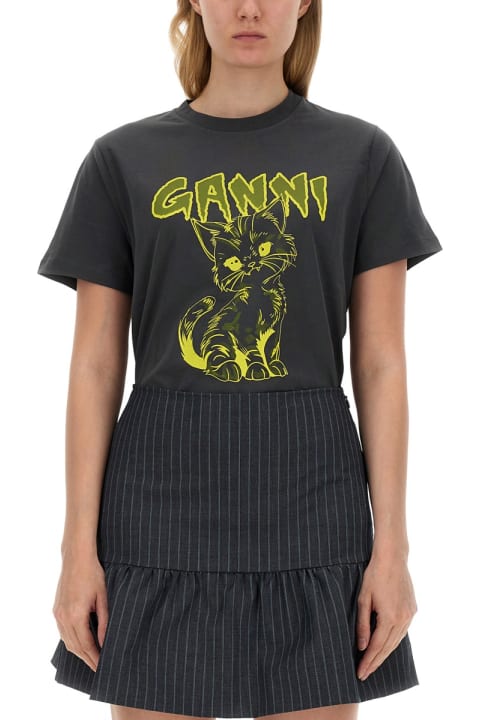Ganni Topwear for Women Ganni T-shirt 'cat'