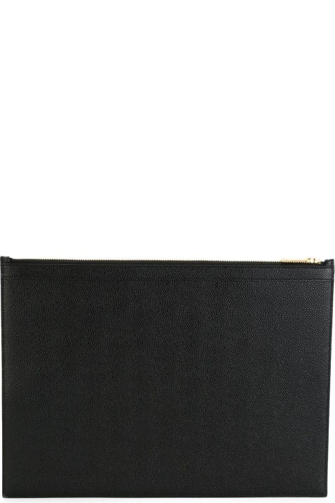 Thom Browne Bags for Men Thom Browne Medium Document Holder In Pebble Grain Leather