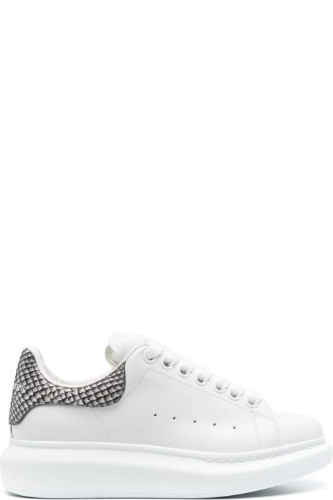 Alexander McQueen Wedges for Women Alexander McQueen White Oversized Sneakers With Snake Print Spoiler