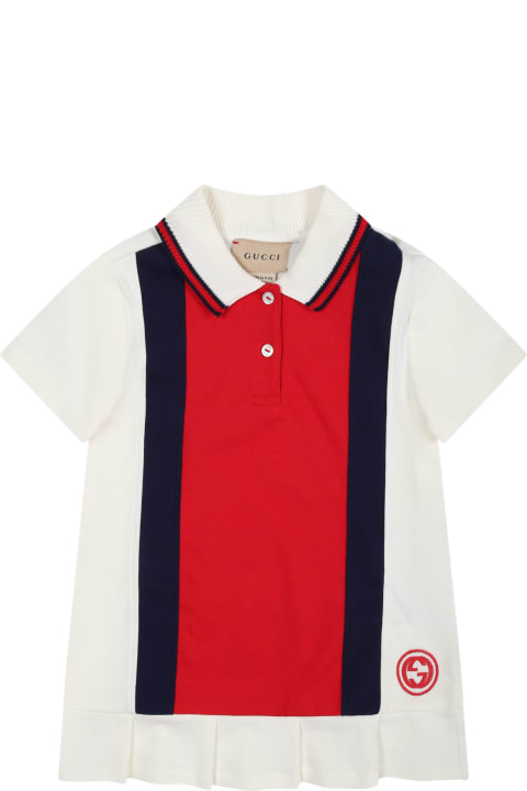 Fashion for Baby Boys Gucci White Dress For Baby Girl With Blue And Red Bands