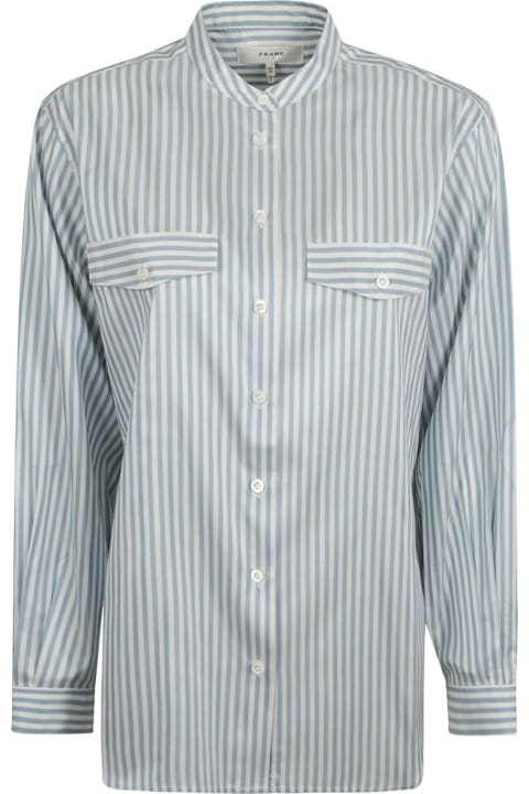 Frame for Men Frame Band Collar Stripe Shirt