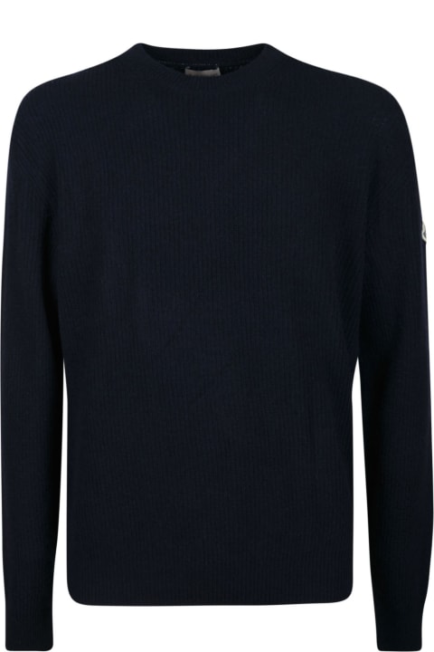 Logo Patched Plain Ribbed Sweater