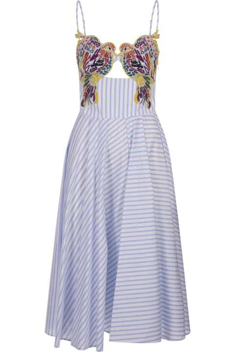 Fashion for Women Stella Jean Striped Poplin Midi Dress With Embroidery