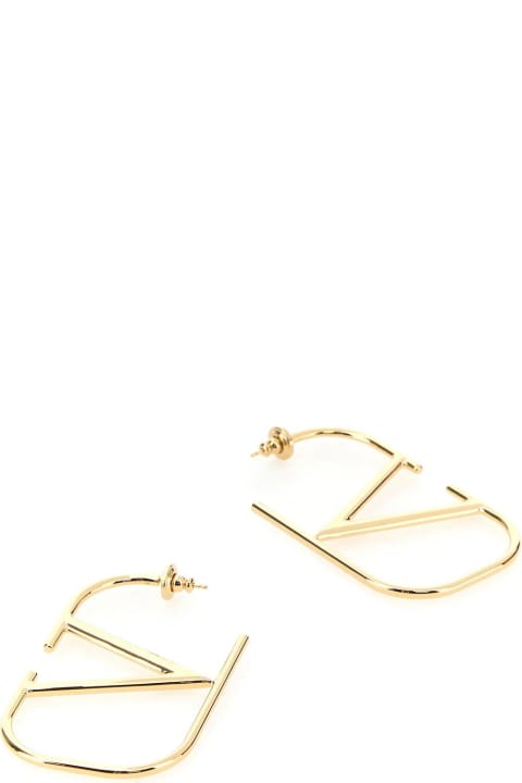 Gold Metal Vlogo Signature Earrings