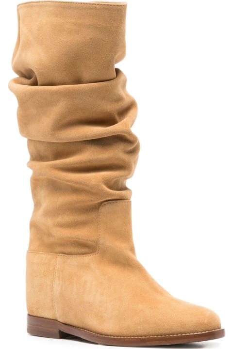 Boots for Women Via Roma 15 Camel Brown Suede Boots