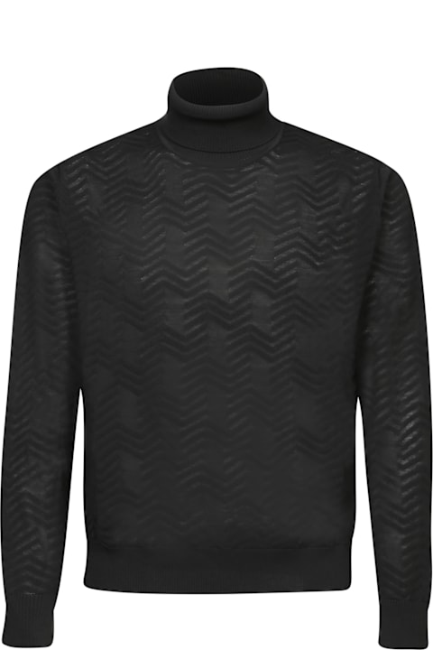 Missoni Clothing for Men Missoni Black Zigzag High Neck Sweater