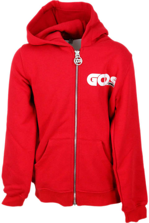 Sweaters & Sweatshirts for Boys GCDS Cotton Sweatshirt With Zip And Hood With Logo Lettering On The Chest