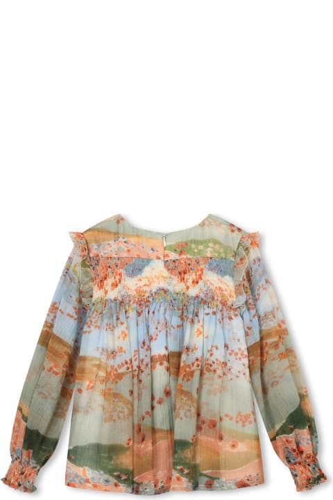 Chloé for Girls Chloé Ceremony Graphic Printed Ruffled Detail Blouse