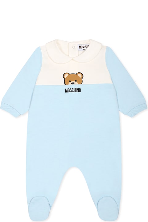 خصم على الأطفال Moschino Light Blue Babygrow For Baby Boy With Teddy Bear