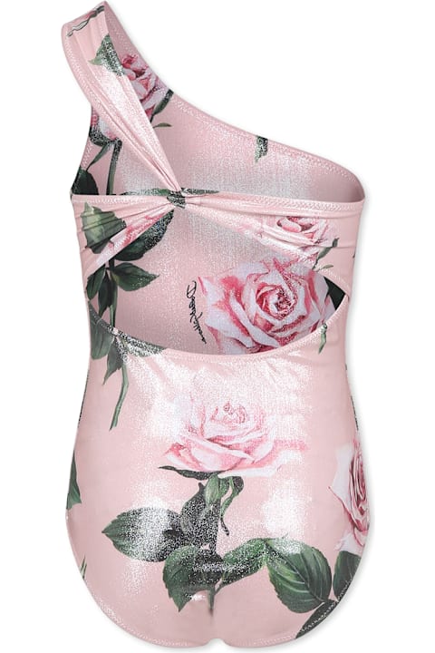 Swimwear for Girls Dolce & Gabbana Pink Swimsuit For Girl With Rose Print
