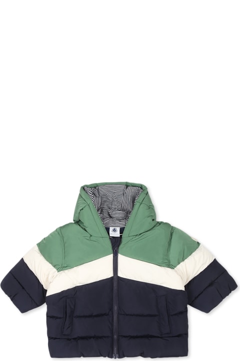Homeware Petit Bateau Multicolor Down Jacket For Baby Boy With Logo