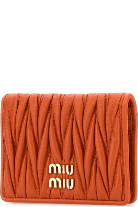 Miu Miu Wallets for Women Miu Miu Orange Nappa Leather Card Holder