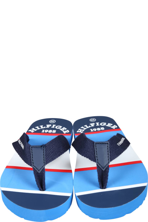 Shoes for Boys Tommy Hilfiger Blue Flip Flops For Girl With Logo And Flag