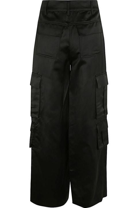 self-portrait Pants & Shorts for Women self-portrait Black Satin Cargo Trouser
