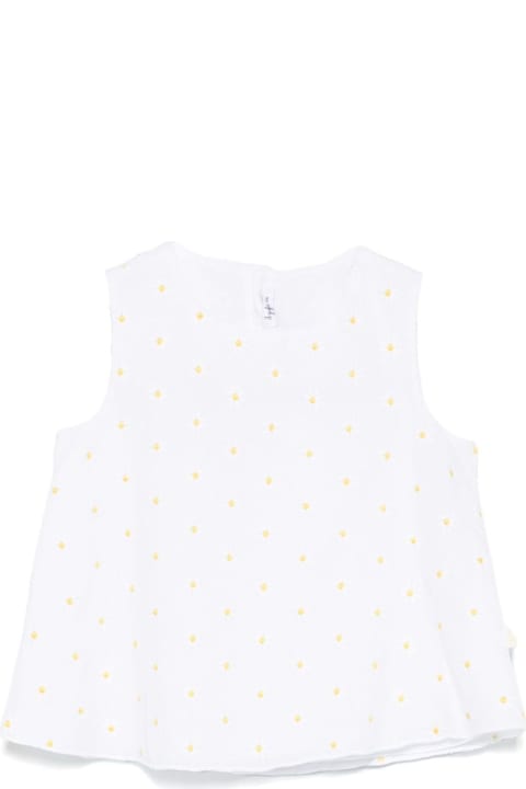 Homeware Il Gufo White Sleeveless Blouse With All-over Floral Print In Cotton Girl