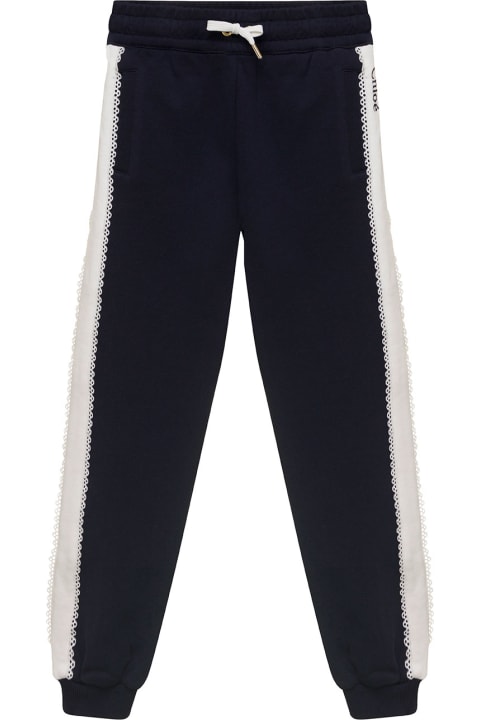 Black Jogger Pants With Contrasting Logo Band In Cotton Girl