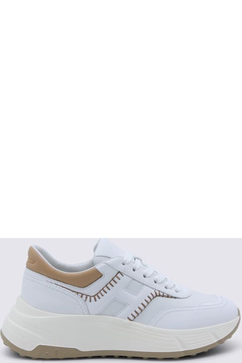 Hogan White And Beige Leather Hi-fi Sneakers